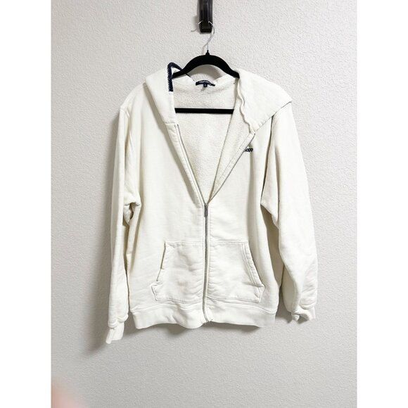 Madhappy Mens Classics Zip Up Hoodie In Cotton Fleece Relaxed Fit Neutral Large - Picture 3 of 10